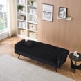 thumbnail image 6 of 72” Corduroy Futon Sofa Bed with Pillows, Modern Convertible Futon Couch with 2 Cup Holders& Metal Legs for Small Spaces Living Room, Solid Wood Frame (Pink), 6 of 7