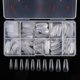 thumbnail image 1 of 500 Piezas de Uñas Postizas Clavos de ataúd de acrílico Transparente Cubierta Completa Uñas en Forma de Bailarina 10 Tamaños Uñas Postizas de Mujer Artificiales con Caja Transparente,11 Feliz Sencillez, 1 of 5