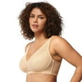 thumbnail image 4 of HSIA Wirefree Full Coverage Non Padded Plus Size Deep V Lace Comfortable Bra Nude 3XL, 4 of 8