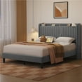 thumbnail image 7 of Yaheetech Velvet Platform Bed with Charging Station and USB Ports, Light Gray, 7 of 7
