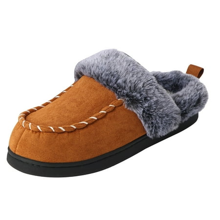 

NOKIO Men S Fuzzy Slippers Men S Fleece-Lined Slippers Men S Insulated House Shoes Fashion Summer Men Mesh Breathable Flat Lightweight Comfortable Casual Men S Christmas Tree Patterned Slippers