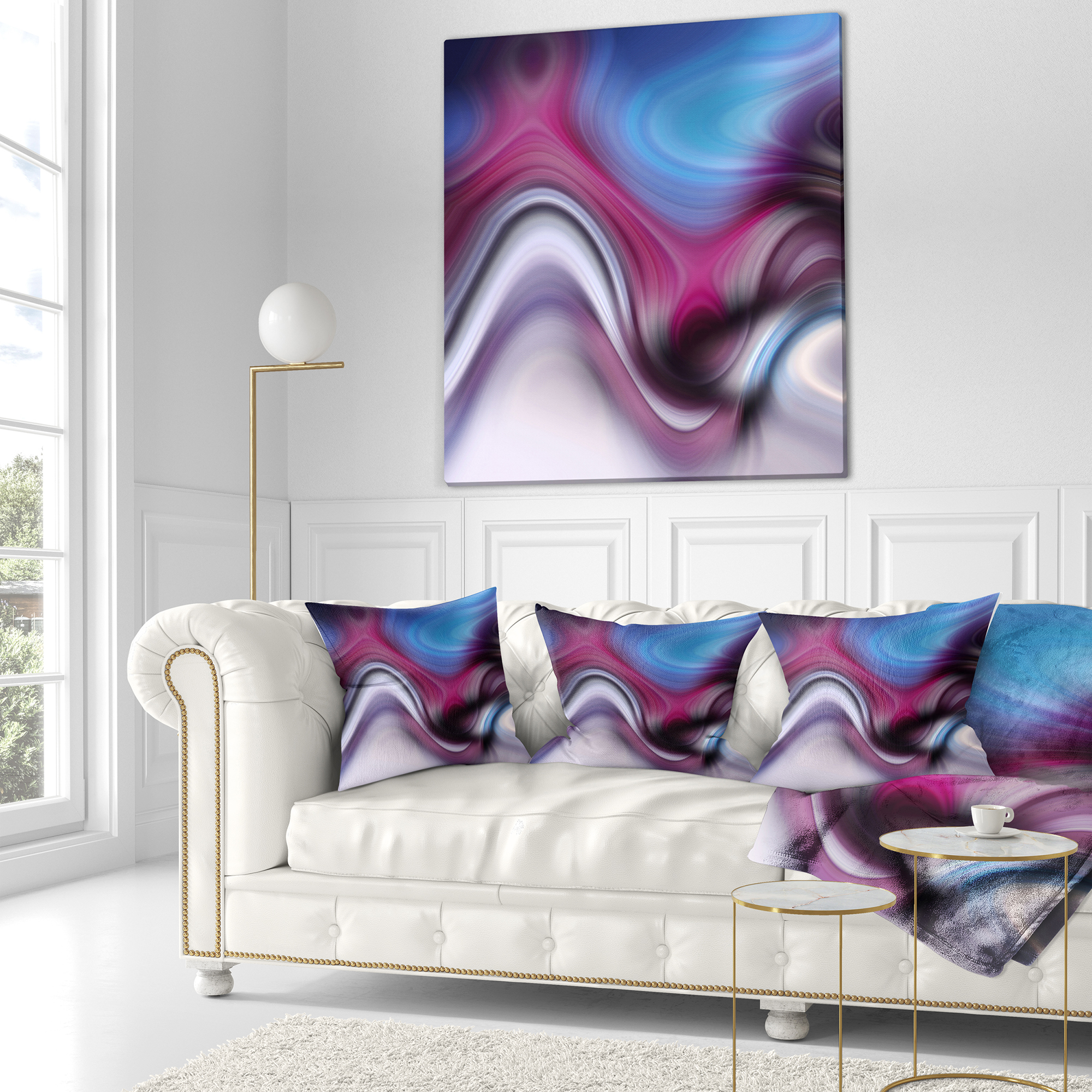 Designart Beautiful Texture of Blue Purple - Abstract Throw Pillow - 18x18