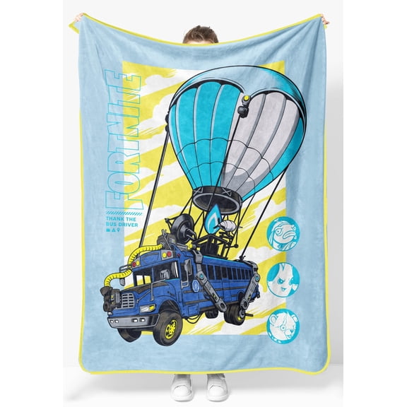 Jay Franco Kids Plush Throw Blanket – Soft & Cozy Fleece Throw for Bedroom & Couch Décor, Official Licensed Product, Blue - Fortnite, 46x60 - Throw Blanket