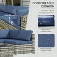 thumbnail image 4 of Outsunny 7pc Garden Wicker Sectional Set w/ Tea Table Patio Rattan Lounge Sofa Outdoor Deck Furniture Blue, 4 of 7
