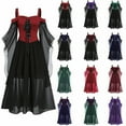 thumbnail image 2 of Plus Size Women's Butterfly Sleeve Gothic Costume Dress Retro Tank Top-Style1 Dark blue-M, 2 of 7
