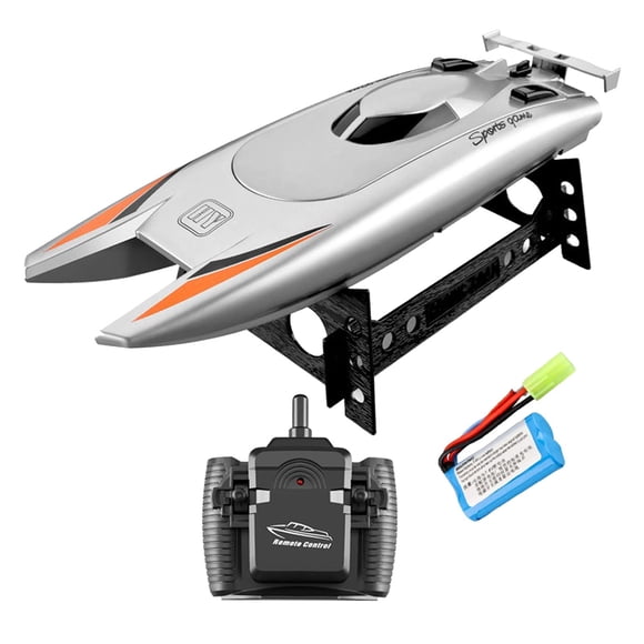 Barco de control remoto por radio de 2,4 G, barco RC de alta velocidad, barco de carreras RC para niños y adultos Plata 1 batería