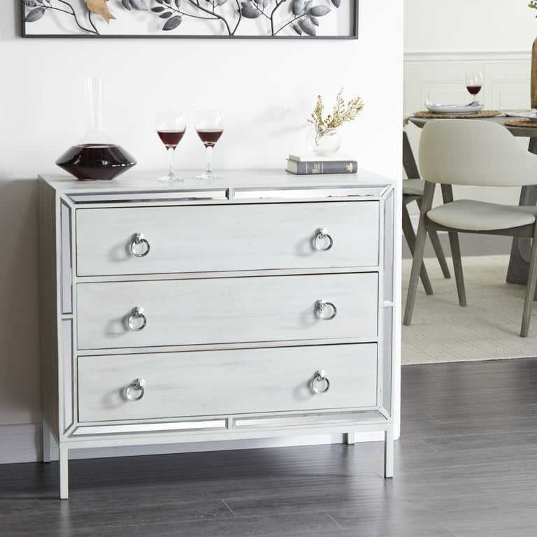 White dresser with silver 2025 hardware