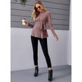 thumbnail image 5 of DOPI Women's Maternity Shirts Casual Long Sleeve Tie Front Ribbed Knit Pregnancy Tee Top, 5 of 6