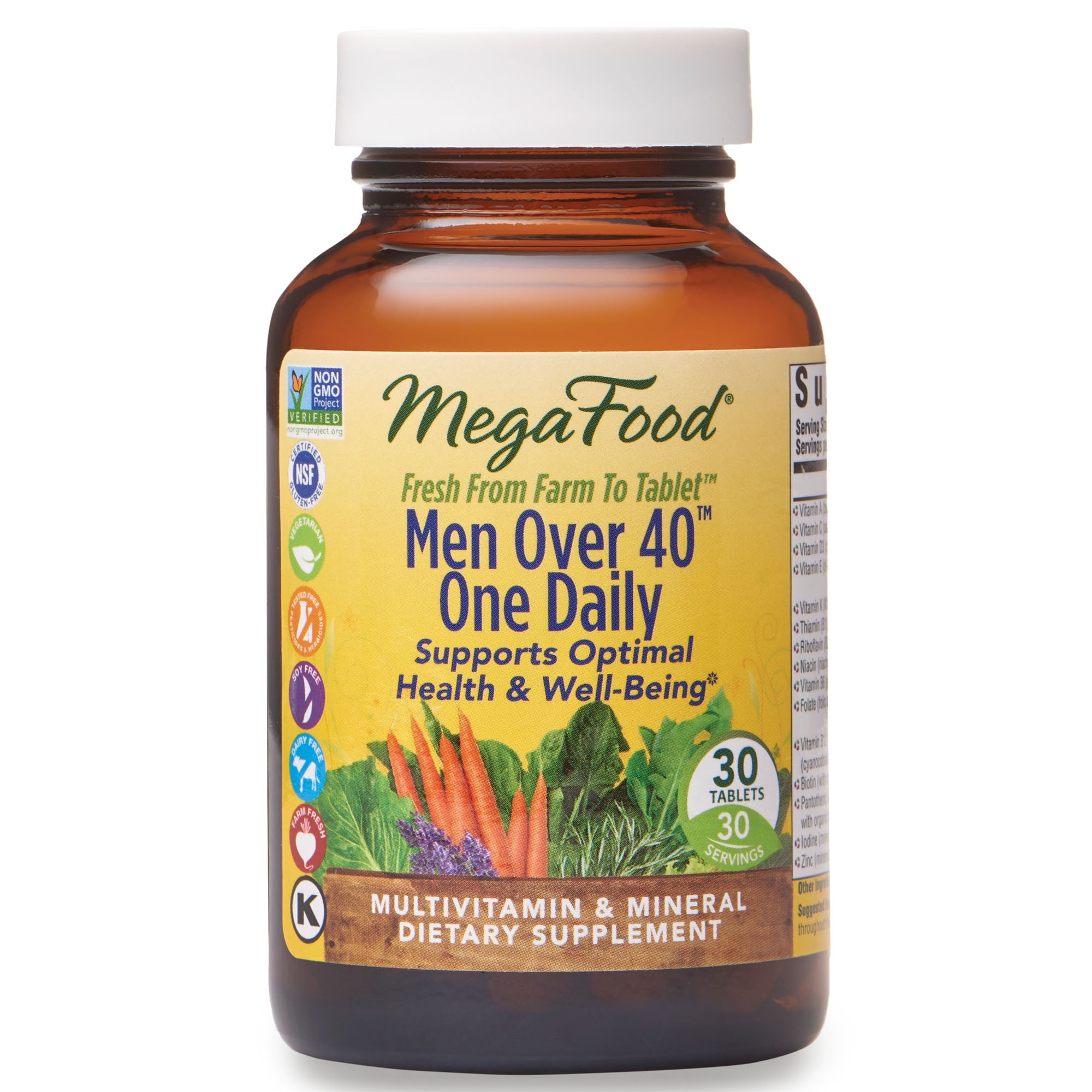 Megafood Men Over 40 One Daily Daily Multivitamin And Mineral Dietary Supplement With Vitamins B D And Zinc Non Gmo Vegetarian 30 Tablets 30 Servings Walmart Com Walmart Com