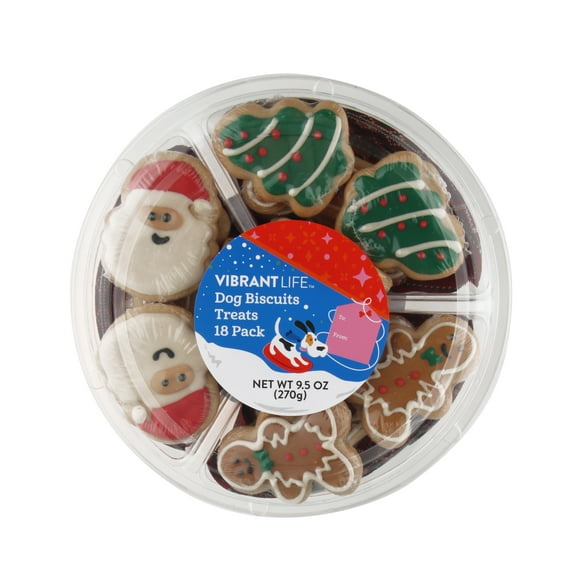 Vibrant Life Holiday Crunchy Biscuit Treats for Dogs, Peanut Butter, 9.5 oz, 18 Count