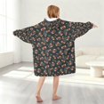 thumbnail image 2 of Football Dot Darkblue Pattern Teens Oversized Sherpa Wearable Blanket Hoodie, Hooded Blanket Sweatshirt with Large Pockets, 2 of 6