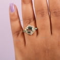 thumbnail image 3 of Hexagon Moss Agate Silver Engagement Ring, 925 Starling Silver Diamond Proposal Jewelry Halo Wedding Ring, Milgrain Band Ring, Anniversary & Bridal Band Ring., 3 of 5