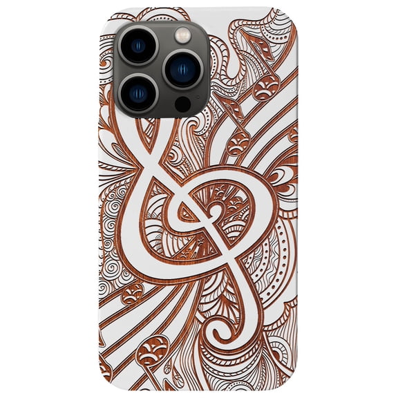 Clef 3 - Engraved wooden Phone case for iPhone 15 Pro Max , Color: White