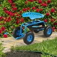 thumbnail image 2 of Blue Rolling Garden Seat with Wheels, 10in Inflatable Tires & 360 Swivel, Gardening Scooter Stool with Tool Basket & Steering Handle for Weeding, Lawn Care, Seniors, Bad Back, 30.7in Long Foldable, 2 of 16