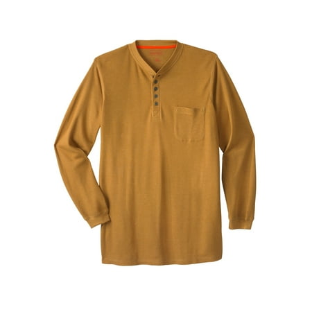 Boulder Creek By Kingsize Men's Big & Tall Thermal Pocket Longer-Length Henley Long Underwear Top
