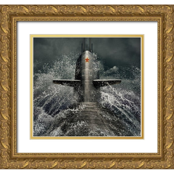 Laudin, Dmitry 16x15 Gold Ornate Wood Framed with Double Matting Museum Art Print Titled - submarine