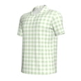 thumbnail image 2 of Vsdgher Green Checkboard Print Men's Short Sleeve Stretch Polo Shirt, Moisture-Wicking Performance Polo Shirt, 2 of 8