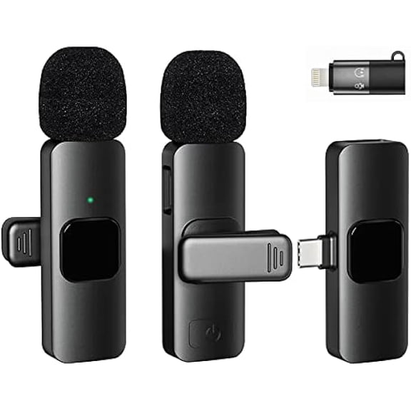 Wireless Lavalier Microphone for Type-C Android, iPhone iPad Video Recording Podcast, Professional Lapel Mini Microphones 2.4G Ultra-Low Delay, Built-in Noise-Canceling Chip