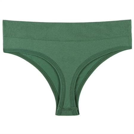 Scyoekwg Women s Underwear Bikinis Briefs Fashion Solid Color Mid Waisted Bikini Underwear Hipster Panties Bikini Panties Ladies Panties Breathable Underpants(Green M)