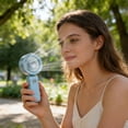thumbnail image 7 of Mini Handheld Fan, USB Rechargeable Portable Fan, Small Personal Fan with Stand, 3-Speed Handheld Fan, Compact Cooling Fan for Outdoor and Student Use （Blue）, 7 of 7