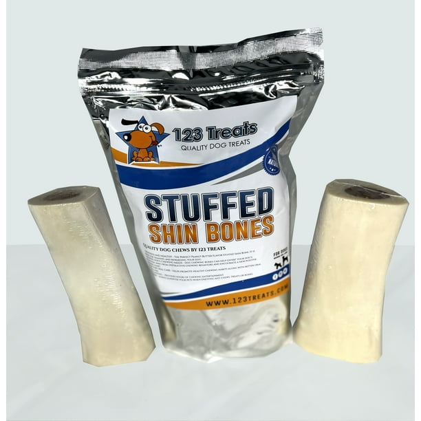 123 Treats Stuffed Shin Bones for dogs 56" Large with Peanut Butter