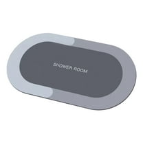 Ikohbadg Rubber Bath Mats Quick-Drying Non-Slip Bathroom Mat Super Absorbent Bath Mat Instant Dry Bath Mat, Bathroom Rug in Front of The Kitchen Sink, Shower Room, Bathtub, Oval, 16 x 24 Inch, Gray