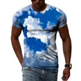 thumbnail image 1 of T-shirts d'Été Ciel Bleu et Nuages Blancs Impression 3D pour Hommes Mode Décontractée Personnalité Simple Col Rond Manches Courtes, 1 of 5