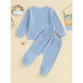 thumbnail image 4 of CIYCuIT Toddler Baby Girl Boy Pants Set Solid Color Long Sleeve Sweatshirt + Elastic Waist Sweatpants 2Pcs Tracksuit Outfits Infant Casual Daily Clothes 0-3 Years, 4 of 9