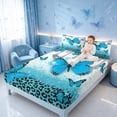 thumbnail image 3 of Homewish Girls Butterfly Bed Sheets, Sequin Cheetah Print Full Size Sheets, 4pcs (1 Flat Sheet, 1 Fitted Sheet and 2 Pillowcases), 3 of 6