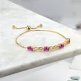 thumbnail image 3 of Gem Stone King 3.62 Ct Pink Created Sapphire E-F Lab Grown Diamond 18K Yellow Gold Plated Silver Bracelet for Women, 3 of 3
