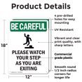 thumbnail image 2 of (2 Pack) Please Watch Your Step With Symbol OSHA Be Careful Sign 12 Inch X 18 Inch Plastic Sign, Weather Resistant, UV Protected for Workplace, Business, and Construction Site, Made in, 2 of 8