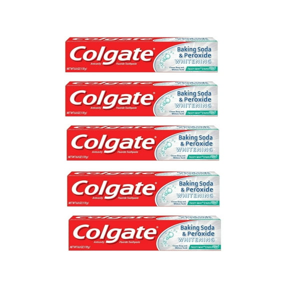 Colgate Baking Soda & Peroxide Whitening Frosty Mint Stripe Toothpaste, 6 oz - Pack of 5