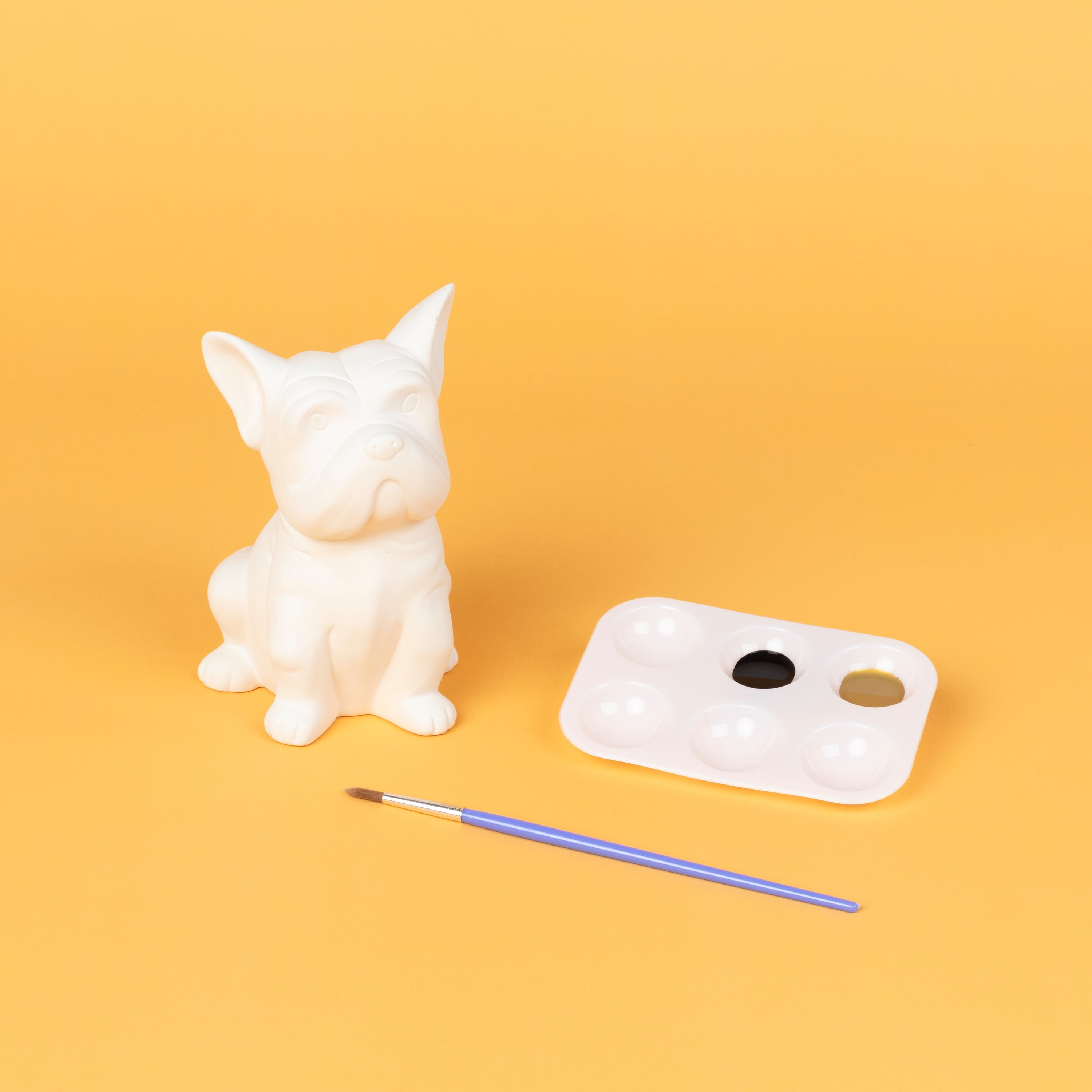 Hello Hobby Paintable French Bulldog Figure, White Ceramic 6" to Paint, Craft Base