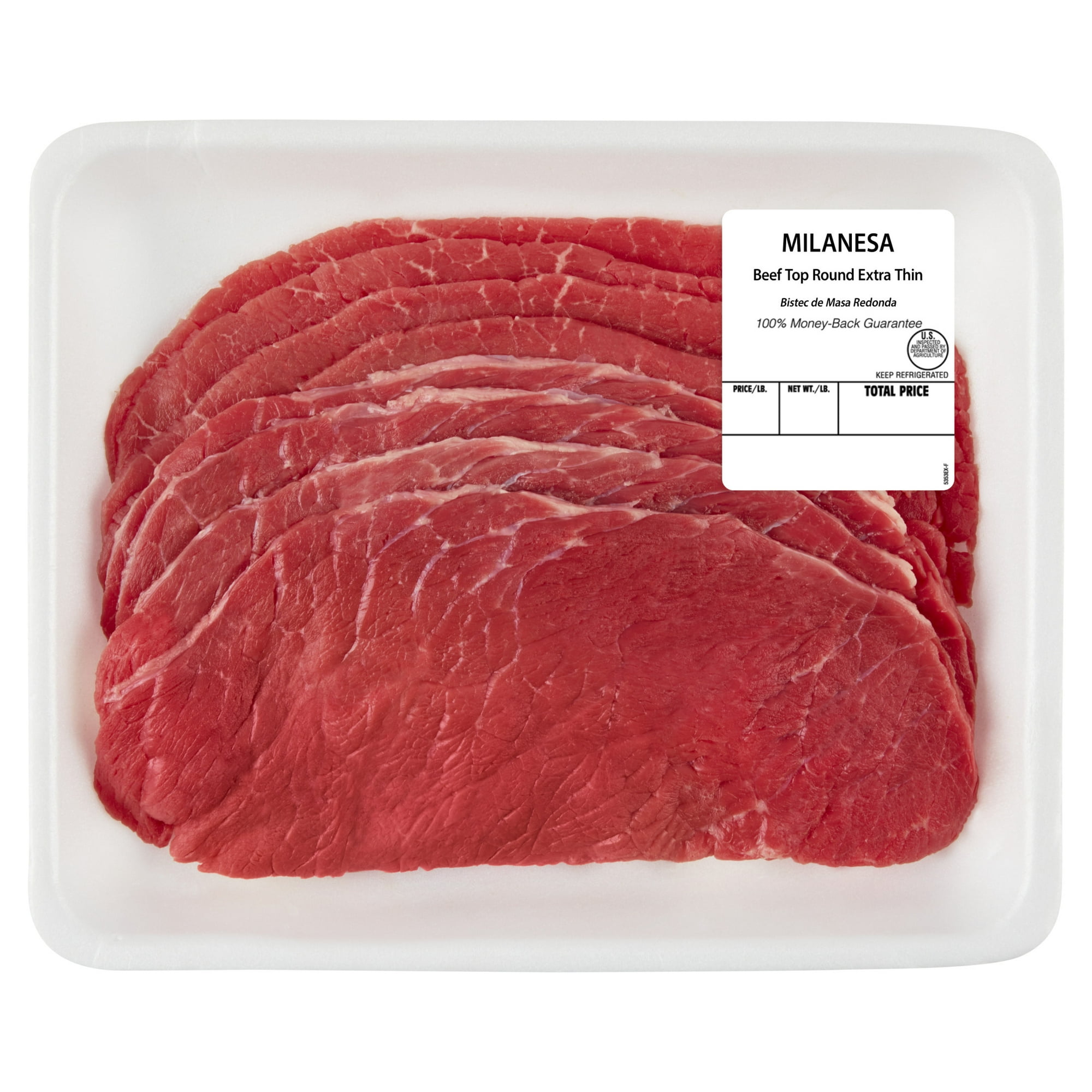 Top Round Beef for Milanesa, 7 per Tray, Fresh, 0.95 - 2.3 lb