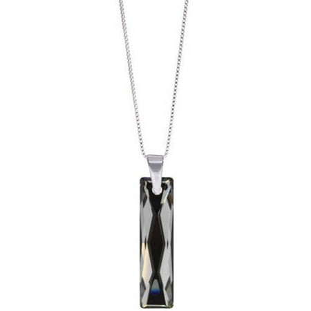 - Genuine Swarovski Queen Baguette Silver Night Crystal Sterling Silver Pendant Chain Necklace