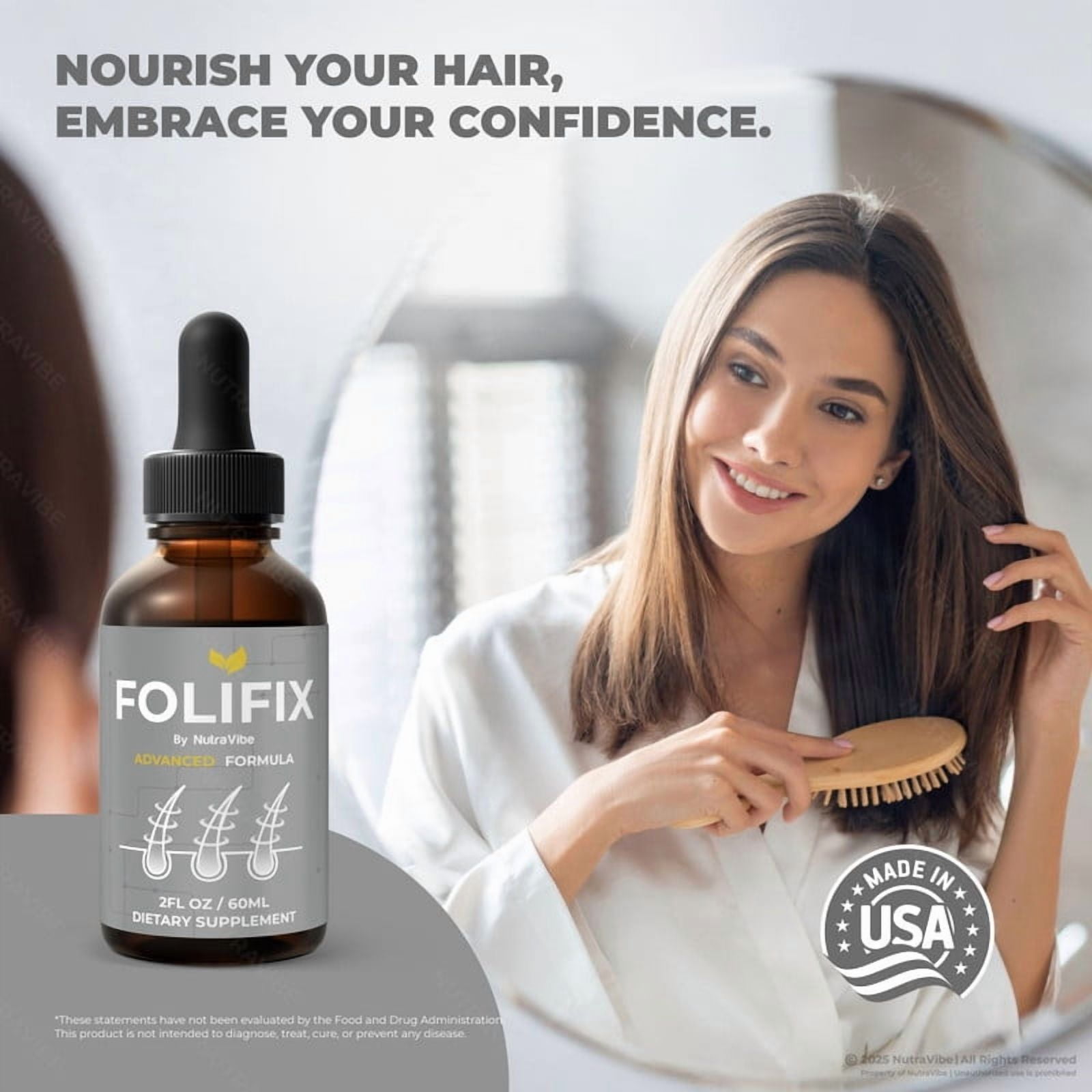 (3 Pack) Folifix Hair Growth Formula, Support Drops For Beautiful Hair, All Natural Liquid Formula for Shine and Healthy Scalp, Official Folifix Enriched Gotas Review (90 Servings)