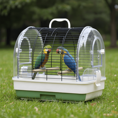 Gaderth Portable Metal Bird Travel Carrier，Small Bird Cage with Removable Tray, 2 Perches & Bowls for Cockatiels, Lovebirds, Canaries, Budgies & Medium Parrots
