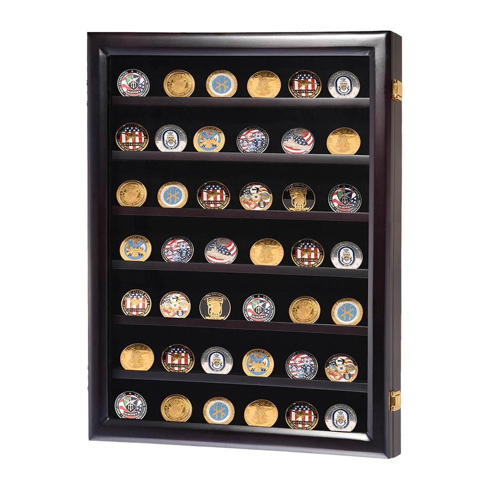 Challenge Coin/Casino Chip Display Case Brown