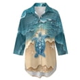 thumbnail image 4 of Xoenoiee Beach Turtle Starfish Print Swimsuit Coverup for Women Casual V Neck Bathing Suit Cover Ups Button Down Beach Bikini Swimwear Cover up Dress Shirt, 3XL, 4 of 7