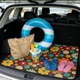 thumbnail image 2 of COEQINE Universal Cargo Liner for Cars SUVs, Scratch-proof Trunk Protection Cute Back Cargo Mat Vehicle Interior Accessories, 29 x 39 Inches, Colorful Hippie Floral Brown, 2 of 7