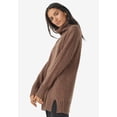 thumbnail image 3 of ellos Women's Plus Size Ribbed Turtleneck Tunic Sweater - 34/36, Heather Brown, 3 of 5