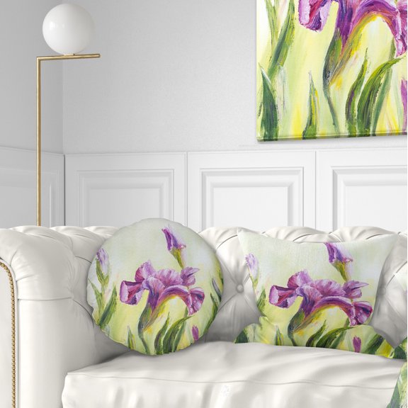 Designart Dancing Irises - Floral Throw Pillow - 12x20