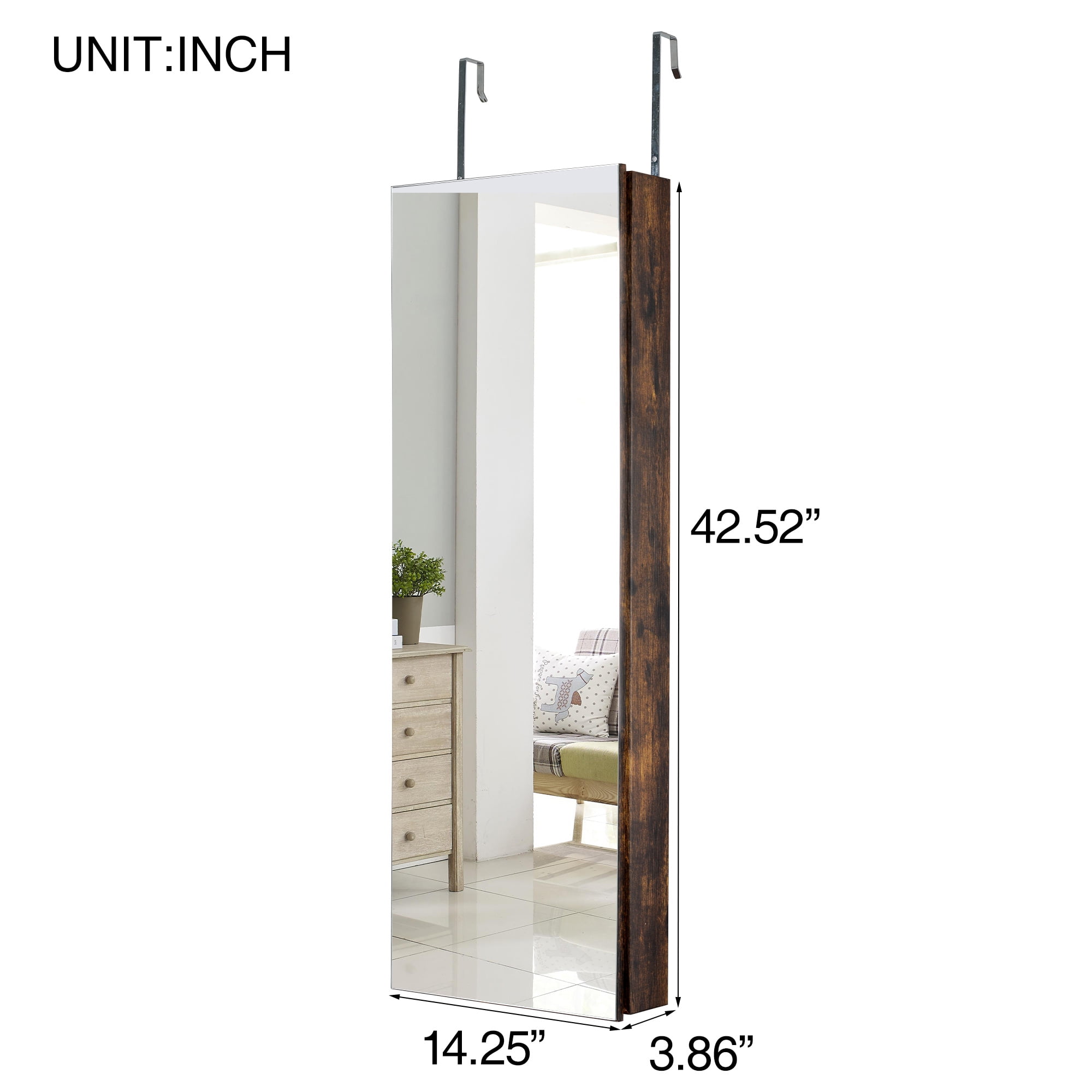 Kepooman Wall Mount and Door Mirror Jewelry Cabinets, Hanging Jewelry Storage Cabinet, Brown Kepooman Wall Mount and Door Mirror Jewelry Cabinets, Hanging Jewelry Storage Cabinet, Brown