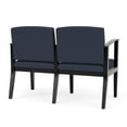 thumbnail image 3 of Amherst Wood Reception Waiting Room Healthcare 2-Seat Chair / Black Wood / Blue, 3 of 5