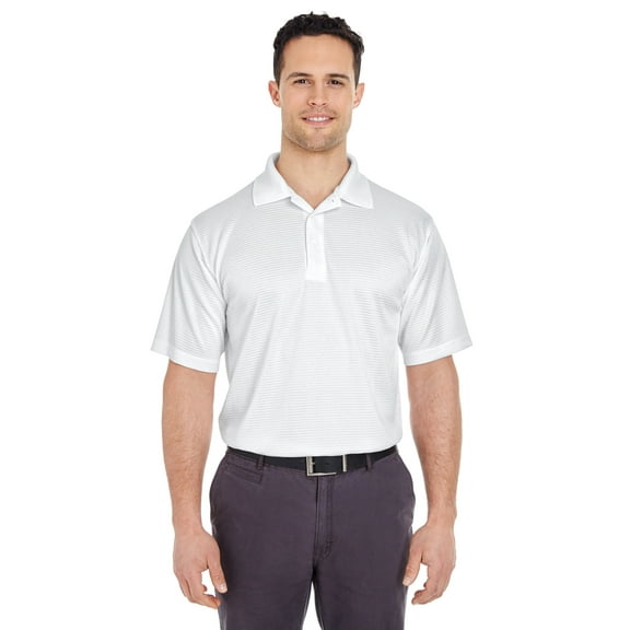 UltraClub Men's Cool & Dry Elite Mini-Check Jacquard Polo - 8305