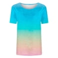 thumbnail image 4 of Ashirexll Summer Shirts for Women, Womens Casual Tops, Fashion Casual Gradient Color Round Neck Short Sleeve T-Shirt, 4 of 4
