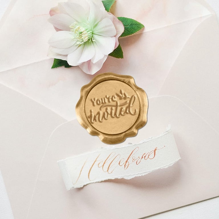SWANGSA 50-Pack "With Love" Wax Seal Stickers – Self-Adhesive, Champagne Gold, 1.2" Diameter