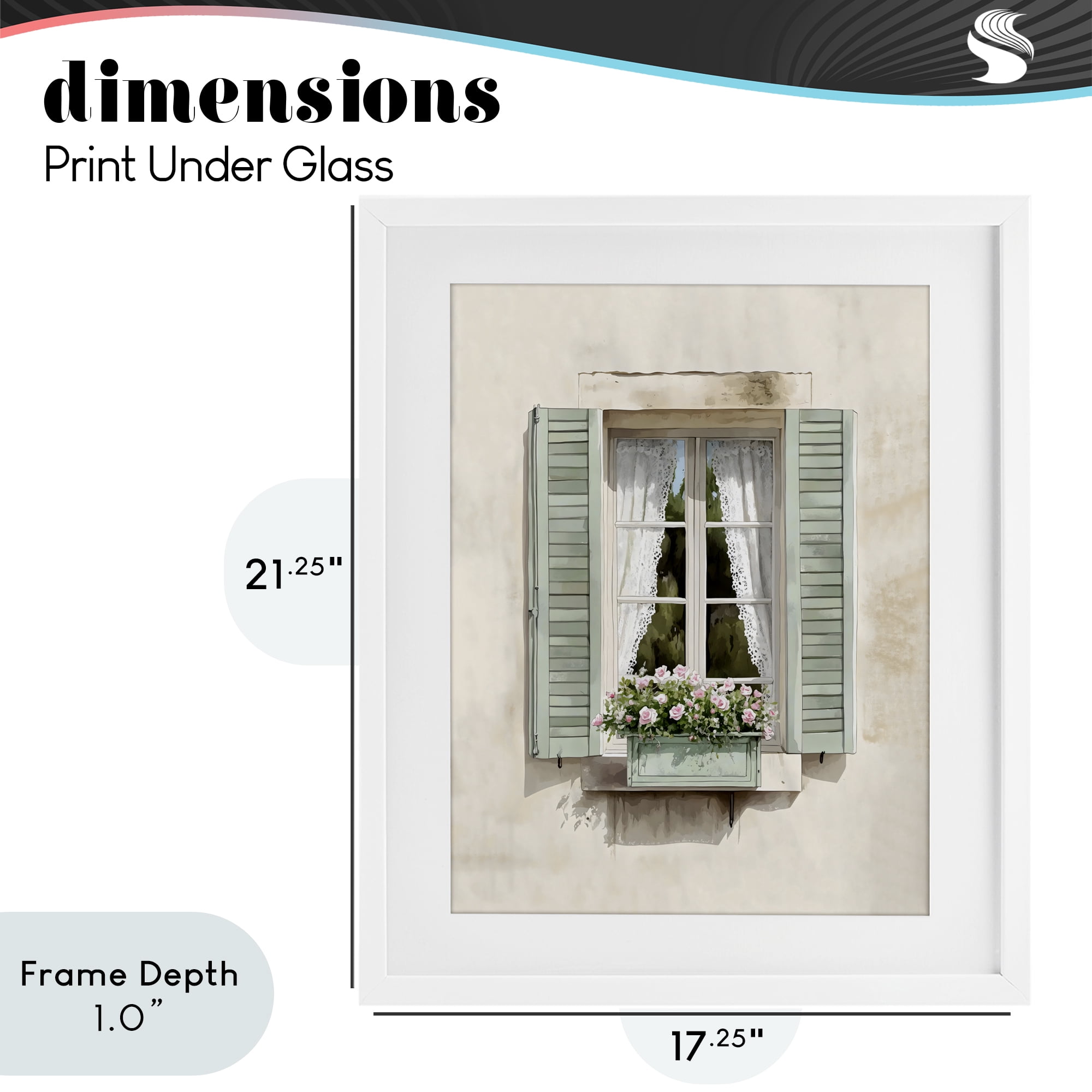 Stupell Industries French Cafe Window Curtains White Framed Print Under Glass, design by LSR Design Studio