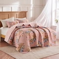 thumbnail image 5 of Regency Heights Quilt Set Full/Queen Size, Blush Floral Bedspread, Reversible Coverlet Set, 3-Piece Quilted Bedding Set with Shams for All Season, 5 of 9