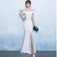 thumbnail image 2 of Vestido de noche para banquete Chen Qixiong, elegante vestido largo con hombros descubiertos y cola de pez para presentadora, vestido largo, 2 of 5
